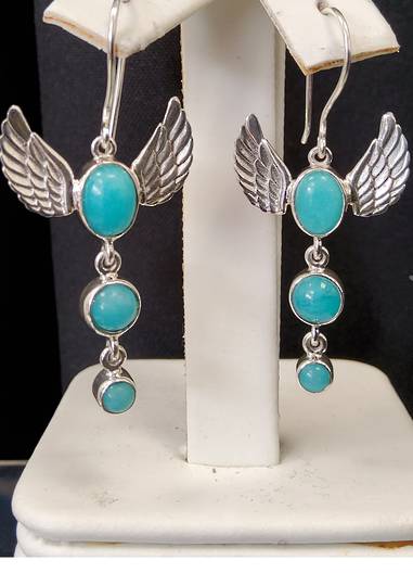 Angel Wings Amazonite Drop Earrings